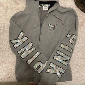 PINK Victoria’s Secret Grey Sequin Hoodie